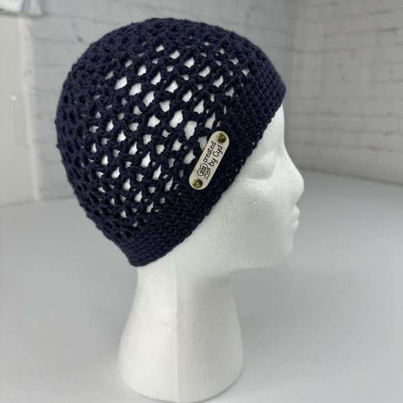 Handmade New The Clem Hobbii Friends Cotton Silk in Navy Knit Beanie- Adult S/M - Picture 1 of 10